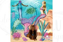 Mermaids Clipart, Summer Graphics, Sea Life Illustrations Product Image 9