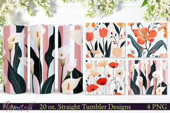 Tumbler Wraps | Stripes | Calla flowers and Tulips Product Image 1