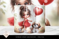 Cute Girl &amp; Shih Tzu Seamless Tumbler Wrap Product Image 1