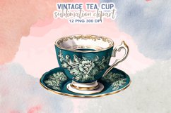 Vintage Tea Cup Sublimation Clipart Product Image 10