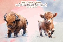Watercolor Baby Farm Animals Sublimation Clipart Product Image 10