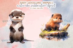Watercolor Baby Woodland Animals Sublimation Clipart Product Image 11