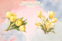 Watercolor Butter Yellow Tulips Sublimation Cliparts Product Image 10