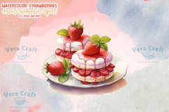 Watercolor Strawberries Desserts Sublimation Clipart Product Image 10