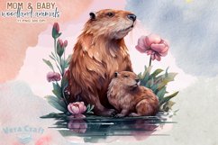 Mom&amp;Baby Woodland Animals Watercolor Clipart - 11 Variations Product Image 11