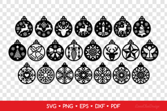 22 Round Christmas Ornaments SVG Bundle, Laser Cut Templates Product Image 2