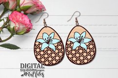 Rattan Lily flower Earrings Svg Engraving design laser cut Product Image 2