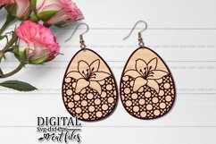 Rattan Lily flower Earrings Svg Engraving design laser cut Product Image 3