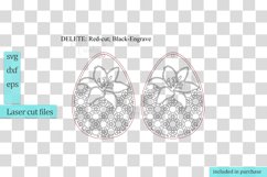 Rattan Lily flower Earrings Svg Engraving design laser cut Product Image 4