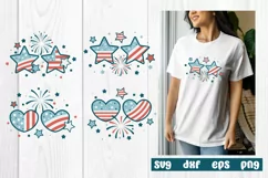 4th of July svg, Patriotic stars and heart Product Image 1