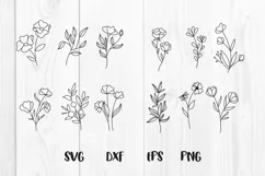 wild flowers line art minimalist svg, dxf, eps, png Product Image 1