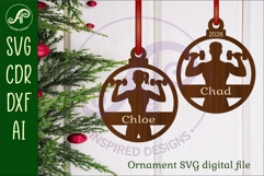 Cross fit Dumbbell shoulder press Christmas Ornament SVG Product Image 1