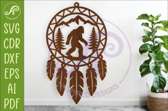 Bigfoot Dreamcatcher Laser Cut File, Sasquatch Wall Art Product Image 1