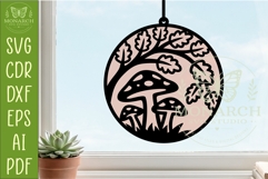 Mushroom Suncatcher SVG | Autumn Window Hanger Laser Product Image 1