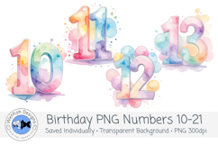 Watercolor Birthday Numbers 10-21 Product Image 2