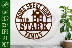 Home sweet home family name wall art sign, SVG personalized Product Image 1