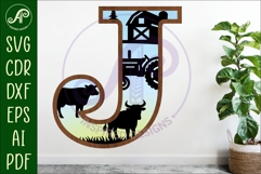 Farm Large J wall Letter 3 layer sign Product Image 1