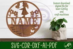 Little girl Newborn Baby stats, Birth plaque, name sign SVG Product Image 1