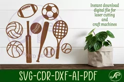Sports balls Silhouette laser cut wall art Product Image 1