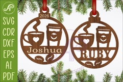 Coffee Lover Christmas Ornament Custom Name Coffee Cup Product Image 1