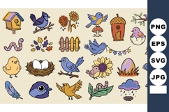 Colorful Whimsical Bird Nature Elements Collection Product Image 1