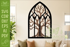Gothic Cathedral Window Wall Art Layered Tree Silhouette Product Image 1