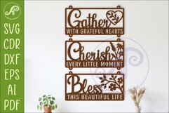 Gather Cherish Bless wall sign | Farmhouse Wall Art Laser Product Image 1