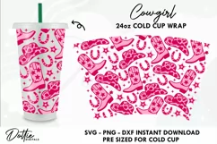 Cow Girl Starbucks Wrap SVG | 24oz No Hole Cold Cup Product Image 1