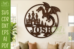 Personalized Dragon Castle Name Sign SVG, Fantasy Nursery Product Image 1