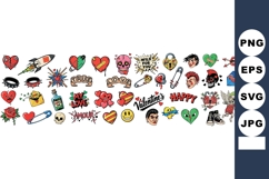 Colorful Retro Cartoon Valentines Day Design Set Product Image 1