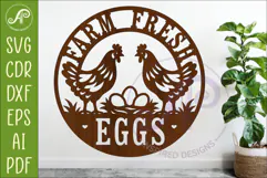 Farm Fresh Eggs Chicken Sign SVG, Rustic Farmhouse Hen Laser Product Image 1