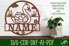 Swan name sign svg laser cut template Product Image 1