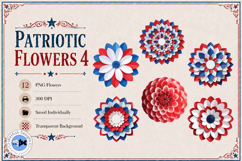 Patriotic Flowers 4 PNG Paper Flowers Product Image 2