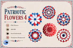 Patriotic Flowers 4 PNG Paper Flowers Product Image 2