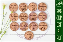 Plane themed Baby monthly milestone discs SVG laser Product Image 1