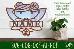Cute fairy Name sign svg laser cut template, door or wall Product Image 1