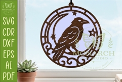 Raven Suncatcher SVG | celestial Window Hanger Laser Product Image 1