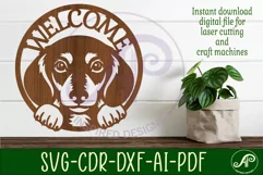 Welcome sign with dachshund dog wall art sign, SVG file. vec Product Image 1