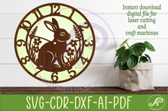 Garden Rabbit Wall Clock SVG, Laser Cut Clock Design Product Image 1