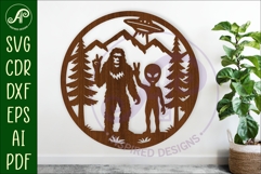 Bigfoot and Alien wall art sign, SVG file Product Image 1