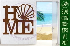 Home word with Shell theme wall art sign, SVG file. vector Product Image 1