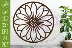 Daisy Flower Wall Art SVG | Round Floral Laser Cut File Product Image 1
