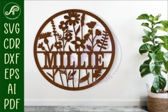 Wild flowers name sign svg laser cut template Product Image 1
