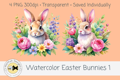 Spring PNG Watercolor Easter Rabbits 1 Product Image 2