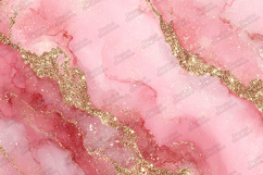 Pink Alcohol Ink Gold Glitter Marble Texture Background Product Image 1