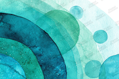 Aqua Watercolor Circles Swirl Glitter Abstract Background Product Image 1