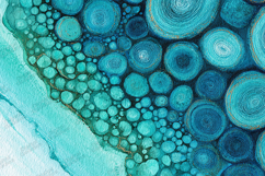 Aqua Alcohol Ink Circles Gold Veins Marble Texture Product Image 1