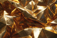 Metallic Gold Crumpled Origami Geometric 3D Texture Product Image 1