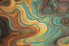 Swirled Metallic Texture in Teal and Gold Tones Background Product Image 1