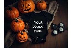 Halloween Black Baby Bodysuit Mockup Top View Kids Bodysuit1 Product Image 1